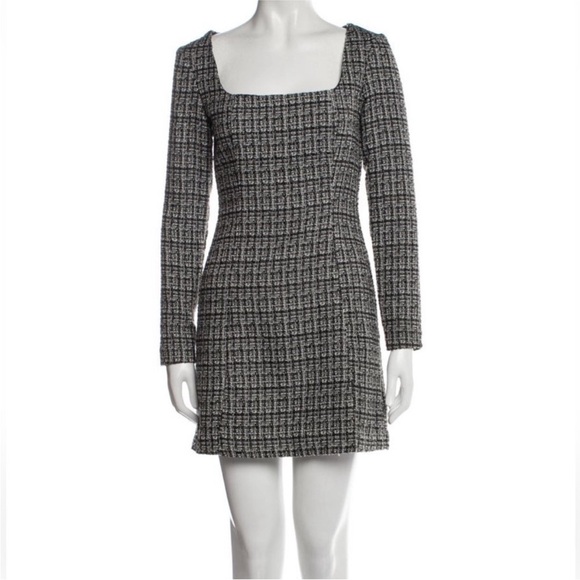 Christian Lacroix Black & White Tweed Square Neck Mini Dress Size 10 - Picture 1 of 13